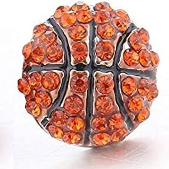 Basketball Sports Stud Earrings - Rhinestone Crystal Bling, Athletic Fashion - Picture 4 of 4